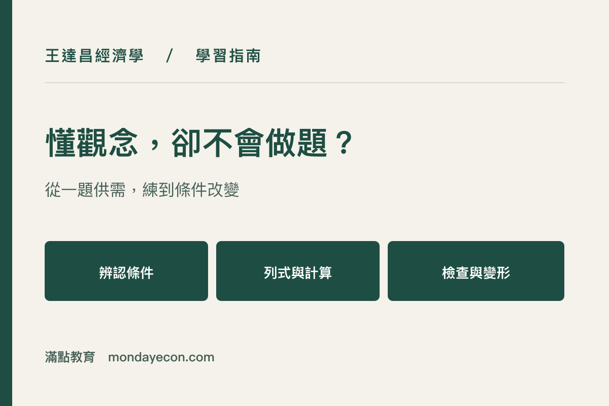 懂觀念卻不會做題：辨認條件、列式與計算、檢查與變形